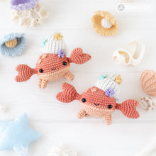 Carica l'immagine nel visualizzatore di Gallery, amigurumi kawaii crab crochet pattern AradiyaToys sea creatures crochet DIY tutorial PDF file handmade mini hermit crab amigurumi pattern