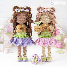 Charger l'image dans la galerie, Friendy Luna with Kawaii Sprout from "AradiyaToys Friendies" collection / crochet doll pattern (Amigurumi tutorial PDF file), elf doll dress
