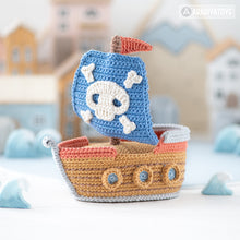 Carica l'immagine nel visualizzatore di Gallery, amigurumi pirate ship crochet pattern AradiyaToys ship crochet DIY tutorial PDF file handmade nautical decor ship amigurumi pattern easy
