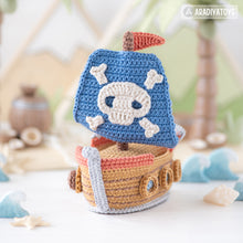 Carica l'immagine nel visualizzatore di Gallery, amigurumi pirate ship crochet pattern AradiyaToys ship crochet DIY tutorial PDF file handmade nautical decor ship amigurumi pattern easy