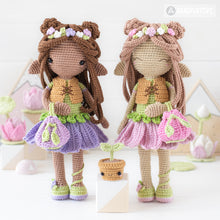 Charger l'image dans la galerie, Friendy Luna with Kawaii Sprout from "AradiyaToys Friendies" collection / crochet doll pattern (Amigurumi tutorial PDF file), elf doll dress