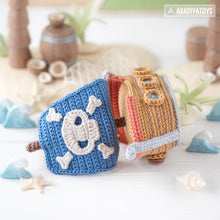 Carica l'immagine nel visualizzatore di Gallery, amigurumi pirate ship crochet pattern AradiyaToys ship crochet DIY tutorial PDF file handmade nautical decor ship amigurumi pattern easy