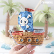Carica l'immagine nel visualizzatore di Gallery, amigurumi pirate ship crochet pattern AradiyaToys ship crochet DIY tutorial PDF file handmade nautical decor ship amigurumi pattern easy