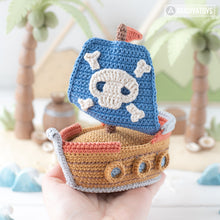 Carica l'immagine nel visualizzatore di Gallery, amigurumi pirate ship crochet pattern AradiyaToys ship crochet DIY tutorial PDF file handmade nautical decor ship amigurumi pattern easy