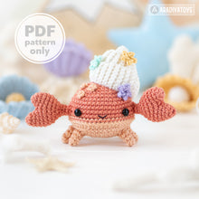 Carica l'immagine nel visualizzatore di Gallery, amigurumi kawaii crab crochet pattern AradiyaToys sea creatures crochet DIY tutorial PDF file handmade mini hermit crab amigurumi pattern