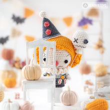 Load image into Gallery viewer, sad clown crochet pattern halloween amigurumi tutorial AradiyaToys spooky season crochet DIY tutorial PDF file handmade amigurumi pattern