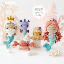 Charger l'image dans la galerie, Kawaii Ocean Minis from “AradiyaToys Minis” collection / crochet patterns (Amigurumi tutorial PDF file) / crochet mermaid / amigurumi triton