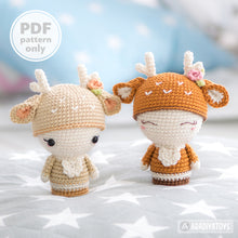 Charger l'image dans la galerie, Mini Annie the Deer from "AradiyaToys Minis” collection / little doll crochet pattern by AradiyaToys (Amigurumi tutorial PDF file)