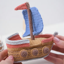 Carica e avvia il video nel visualizzatore di galleria, amigurumi pirate ship crochet pattern AradiyaToys ship crochet DIY tutorial PDF file handmade nautical decor ship amigurumi pattern easy