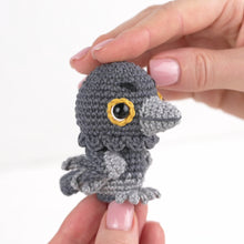 Load and play video in Gallery viewer, raven crochet pattern halloween decor crow amigurumi tutorial by AradiyaToys mini kingdom crochet DIY file handmade PDF amigurumi pattern