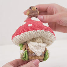 Carica e avvia il video nel visualizzatore di galleria, amigurumi mushroom gnome crochet pattern by AradiyaToys mini kingdom gnomes crochet DIY tutorial PDF file handmade gnome amigurumi pattern