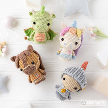 Charger l'image dans la galerie, Royal Tale from “Mini Kingdom” collection / crochet patterns by AradiyaToys (Amigurumi tutorial PDF file), dragon, unicorn, knight, horse