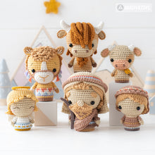 Load image into Gallery viewer, Nativity Minis set 3 from “AradiyaToys Minis” collection / nativity scene crochet pattern (Amigurumi tutorial PDF file), shepherd, camel, ox

