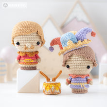 Charger l'image dans la galerie, Royal Servants from “Mini Kingdom” collection, crochet patterns by AradiyaToys (Amigurumi tutorial PDF file), joker, astronomer, chef, drummer