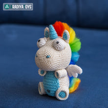 Load image into Gallery viewer, Unicorn Corki from “AradiyaToys Design” collection / unicorn crochet pattern by AradiyaToys (Amigurumi tutorial PDF file)