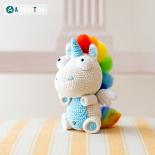 Load image into Gallery viewer, Unicorn Corki from “AradiyaToys Design” collection / unicorn crochet pattern by AradiyaToys (Amigurumi tutorial PDF file)