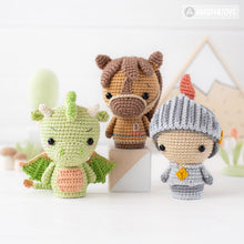 Charger l'image dans la galerie, Royal Tale from “Mini Kingdom” collection / crochet patterns by AradiyaToys (Amigurumi tutorial PDF file), dragon, unicorn, knight, horse