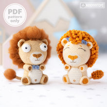 Laden Sie das Bild in den Galerie-Viewer, Crochet Pattern of Lion Cubs Bobby and Lily from &quot;AradiyaToys Design&quot; (Amigurumi tutorial PDF file) / lion crochet pattern by AradiyaToys
