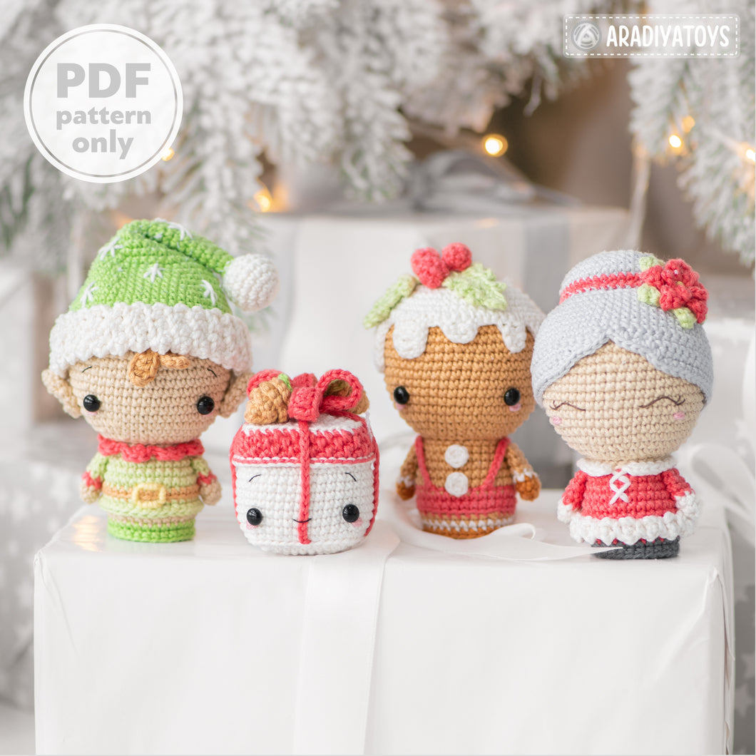 Christmas Minis set 2 from “AradiyaToys Minis” collection / christmas crochet pattern by AradiyaToys (Amigurumi tutorial PDF file)