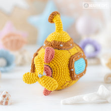 Load image into Gallery viewer, submarine crochet pattern amigurumi by AradiyaToys mini kingdom crochet submarine DIY tutorial PDF file handmade submarine amigurumi pattern
