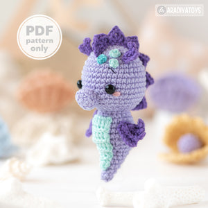 amigurumi seahorse crochet pattern AradiyaToys kawaii sea creatures crochet DIY tutorial PDF file handmade nautical decor amigurumi pattern