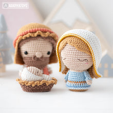 Load image into Gallery viewer, 4 in 1 Nativity Crochet Pattern Set Mary Baby Jesus Joseph Stable DIY Christmas Mini Amigurumi Patterns Nativity Scene (Tutorial PDF file)
