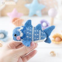 Load image into Gallery viewer, amigurumi whale shark crochet pattern by AradiyaToys mini kingdom crochet whale shark DIY tutorial PDF file handmade fish amigurumi pattern
