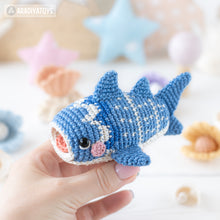Load image into Gallery viewer, amigurumi whale shark crochet pattern by AradiyaToys mini kingdom crochet whale shark DIY tutorial PDF file handmade fish amigurumi pattern
