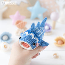 Load image into Gallery viewer, amigurumi whale shark crochet pattern by AradiyaToys mini kingdom crochet whale shark DIY tutorial PDF file handmade fish amigurumi pattern
