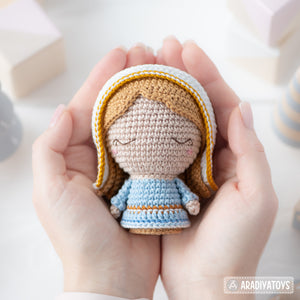 4 in 1 Nativity Crochet Pattern Set Mary Baby Jesus Joseph Stable DIY Christmas Mini Amigurumi Patterns Nativity Scene (Tutorial PDF file)