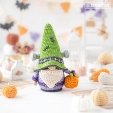 Load image into Gallery viewer, halloween crochet pattern for frankenstein gnome amigurumi tutorial AradiyaToys spooky season crochet DIY tutorial PDF file handmade pattern
