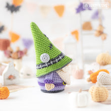 Load image into Gallery viewer, halloween crochet pattern for frankenstein gnome amigurumi tutorial AradiyaToys spooky season crochet DIY tutorial PDF file handmade pattern
