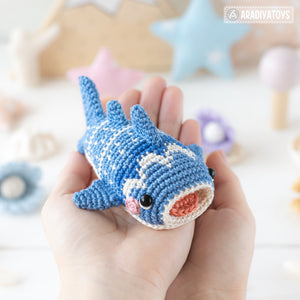 amigurumi whale shark crochet pattern by AradiyaToys mini kingdom crochet whale shark DIY tutorial PDF file handmade fish amigurumi pattern