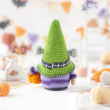 Load image into Gallery viewer, halloween crochet pattern for frankenstein gnome amigurumi tutorial AradiyaToys spooky season crochet DIY tutorial PDF file handmade pattern
