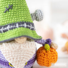Load image into Gallery viewer, halloween crochet pattern for frankenstein gnome amigurumi tutorial AradiyaToys spooky season crochet DIY tutorial PDF file handmade pattern
