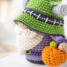 Load image into Gallery viewer, halloween crochet pattern for frankenstein gnome amigurumi tutorial AradiyaToys spooky season crochet DIY tutorial PDF file handmade pattern
