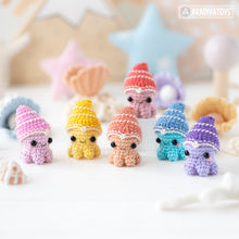 Laden Sie das Bild in den Galerie-Viewer, kawaii mollusc crochet pattern baby octopus amigurumi tutorial by AradiyaToys mini kingdom crochet DIY file handmade PDF amigurumi pattern
