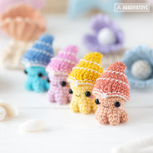 Laden Sie das Bild in den Galerie-Viewer, kawaii mollusc crochet pattern baby octopus amigurumi tutorial by AradiyaToys mini kingdom crochet DIY file handmade PDF amigurumi pattern
