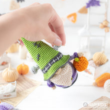 Load image into Gallery viewer, halloween crochet pattern for frankenstein gnome amigurumi tutorial AradiyaToys spooky season crochet DIY tutorial PDF file handmade pattern
