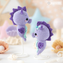 Cargar imagen en el visor de la galería, amigurumi seahorse crochet pattern AradiyaToys kawaii sea creatures crochet DIY tutorial PDF file handmade nautical decor amigurumi pattern
