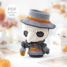 Load image into Gallery viewer, plague doctor crochet pattern halloween amigurumi tutorial AradiyaToys spooky season crochet DIY tutorial PDF file handmade amigurumi pattern
