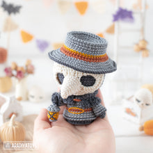 Load image into Gallery viewer, plague doctor crochet pattern halloween amigurumi tutorial AradiyaToys spooky season crochet DIY tutorial PDF file handmade amigurumi pattern
