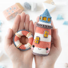 Afbeelding in Gallery-weergave laden, Lighthouse Island from “Mini Kingdom” collection, crochet patterns by AradiyaToys (Amigurumi tutorial PDF file) lighthouse seal pelican fish
