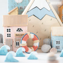 Load image into Gallery viewer, kawaii lighthouse crochet pattern PDF amigurumi lifebuoy DIY tutorial nautical decor mini kingdom coastal sea toy easy crochet pattern
