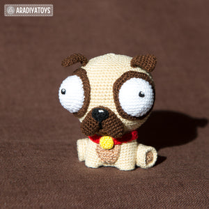 Crochet Pattern of Pug Luis from "AradiyaToys Design" (Amigurumi tutorial PDF file) / cute pug crochet pattern by AradiyaToys