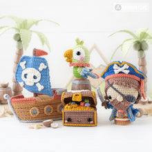 Load image into Gallery viewer, Treasure Island from “Mini Kingdom” collection / crochet patterns by AradiyaToys (Amigurumi tutorial PDF file), pirate, ship, parrot, chest
