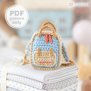amigurumi doll backpack crochet pattern AradiyaToys dolls accessories crochet DIY tutorial PDF file handmade bag amigurumi pattern keychain