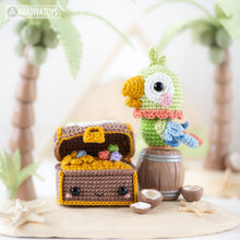 Charger l&#39;image dans la galerie, Treasure Island from “Mini Kingdom” collection / crochet patterns by AradiyaToys (Amigurumi tutorial PDF file), pirate, ship, parrot, chest
