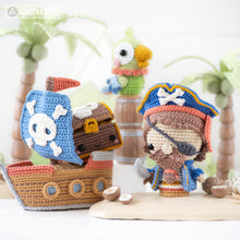 Carregar imagem no visualizador da galeria, Treasure Island from “Mini Kingdom” collection / crochet patterns by AradiyaToys (Amigurumi tutorial PDF file), pirate, ship, parrot, chest
