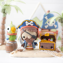 Załaduj obraz do przeglądarki galerii, Treasure Island from “Mini Kingdom” collection / crochet patterns by AradiyaToys (Amigurumi tutorial PDF file), pirate, ship, parrot, chest
